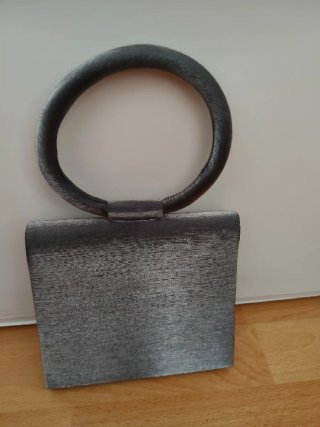 Bolso fiesta gris asa circular Vintage 17x17