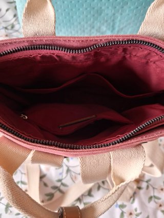 Bolso Mochila Rosa y Beige
