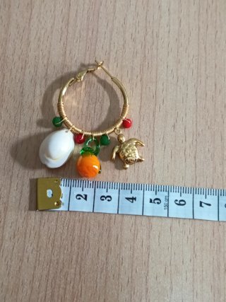 Pendientes aro MONICA conchas tortuga naranja