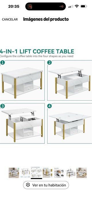 Mesa centro elevable y extensible