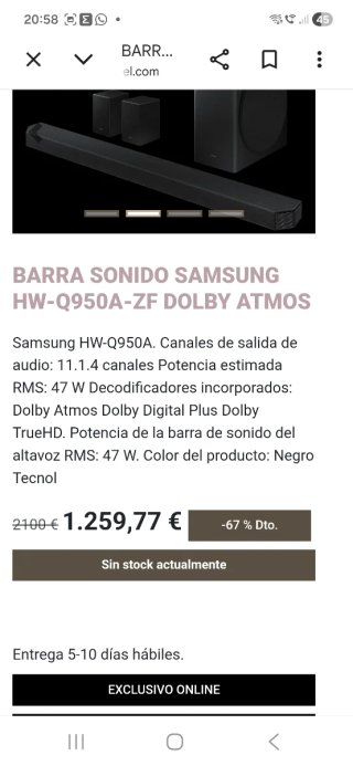 Barra de Sonido Samsung HW-Q950A/ZF