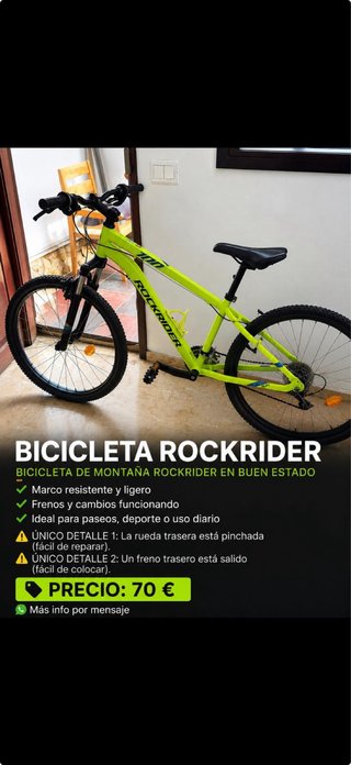 Bicicleta Rockrider Montaña precio negociable
