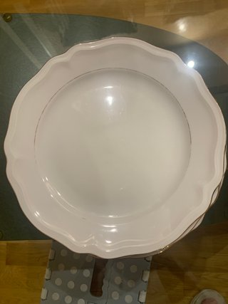 Vajilla Porcelana Blanca Ribete Dorado