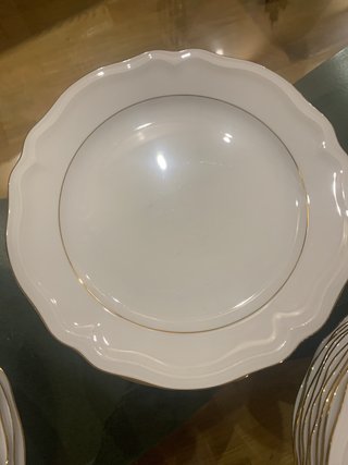 Vajilla Porcelana Blanca Ribete Dorado