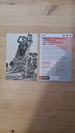 Postal exposición Gráfica Anarquista Barcelona