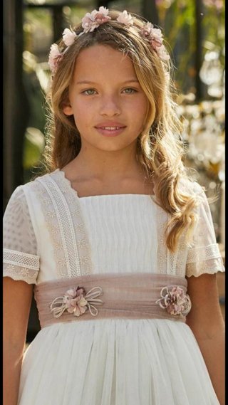 Vestido Comunión Rosa Clara R713 Premium