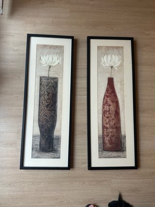 2 Cuadros Diseño Flor Marco Negro + lamina regalo