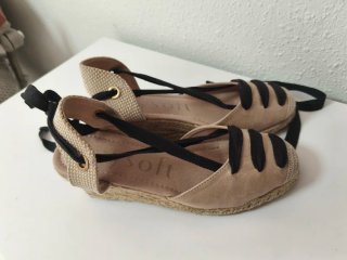 Alpargatas cuña con cintas Mysoft beige talla 39