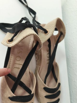Alpargatas cuña con cintas Mysoft beige talla 39