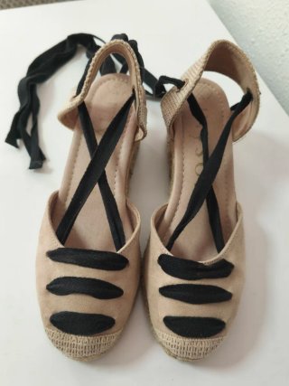 Alpargatas cuña con cintas Mysoft beige talla 39