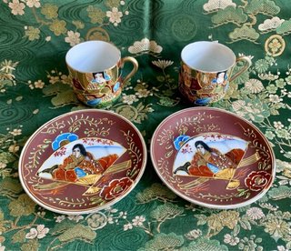 Tetera y 2 tazas de porcelana Satsuma