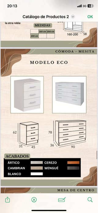 Oferta Mesita Noche Madera 3 Cajones 45€