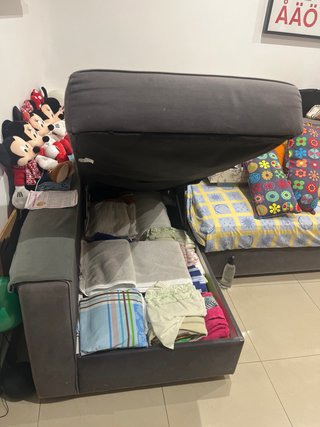 Sofá Cama Gris 3 Plazas con chaiselongue