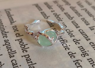 Anillo mujer verde ajustable estilo naturaleza