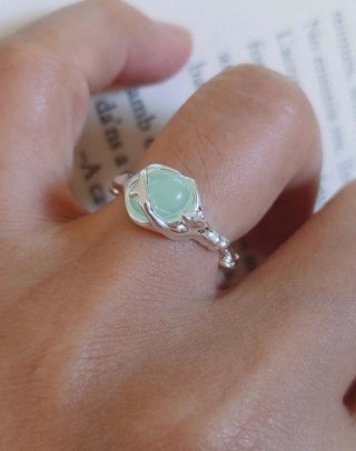 Anillo mujer verde ajustable estilo naturaleza