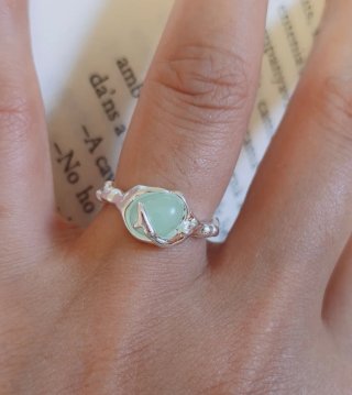 Anillo mujer verde ajustable estilo naturaleza