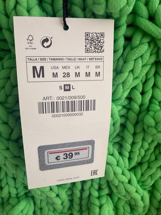 Chaleco Zara verde talla M
