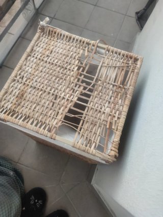 Cesto Ropa Mimbre y Tela