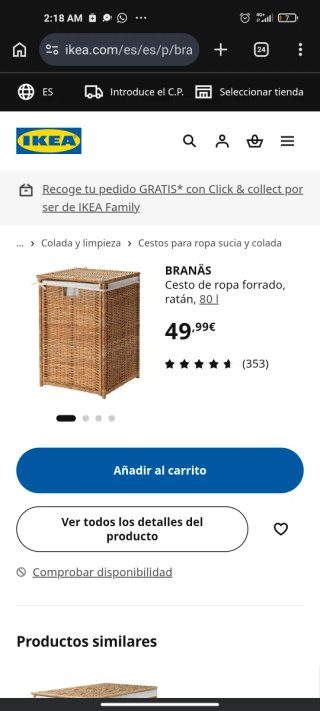 Cesto Ropa Mimbre y Tela