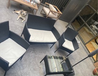 Conjunto Ratan Terraza Negro y Beige