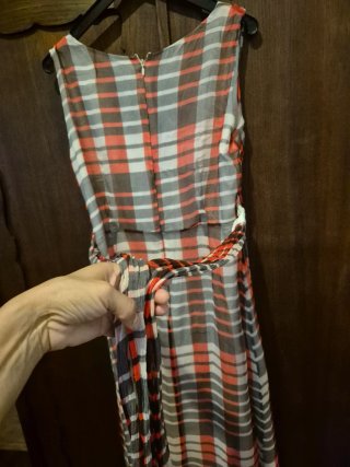 Vestido seda cuadros M/38