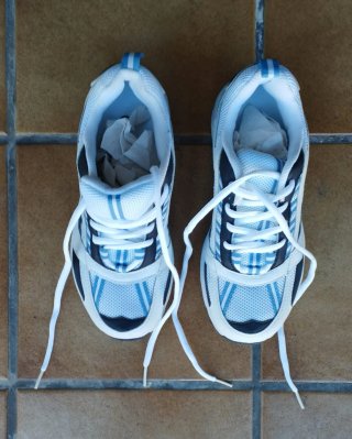 Zapatillas deportivas blancas y azules