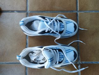 Zapatillas deportivas blancas y azules
