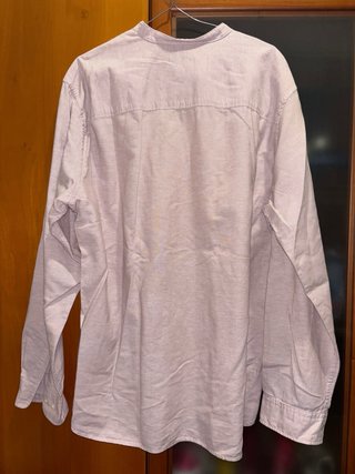 Camicia uomo in lino rosa collo alla coreana