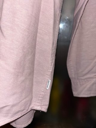 Camicia uomo in lino rosa collo alla coreana