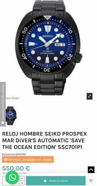 Reloj Seiko Automático Azul y Plateado
