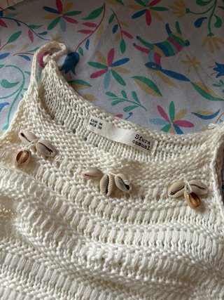 Top crochet conchas y abalorios
