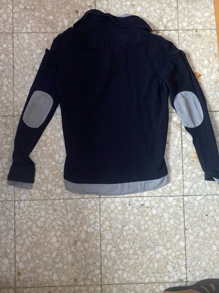 Polo manga larga azul y gris