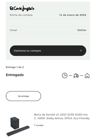 LG SC9S 400W BARRA DE SONIDO EL CORTE INGLES 2026