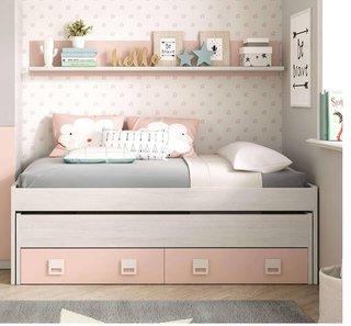 Cama juvenil 2 plazas con repisa