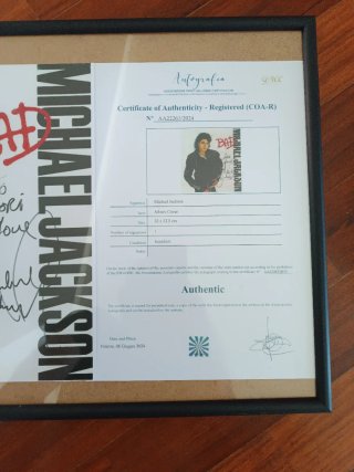 Quadro scansione Autografo Michael Jackson con COA
