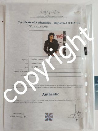 Quadro scansione Autografo Michael Jackson con COA