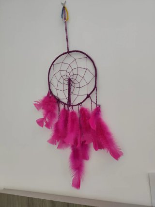 Atrapasueños morado con plumas rosas