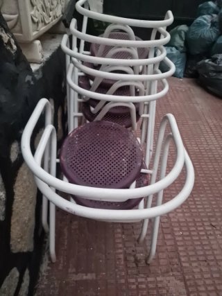Sillas de Metal Apilables Morado y Blanco