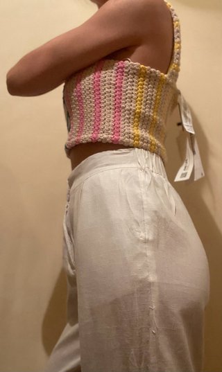 Top Zara Crochet Rayas Talla S