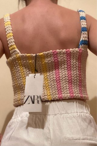 Top Zara Crochet Rayas Talla S