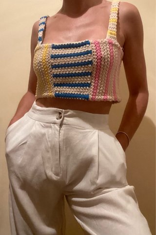 Top Zara Crochet Rayas Talla S