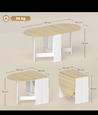 Mesa comedor plegable madera y metal