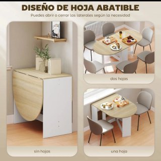 Mesa comedor plegable madera y metal