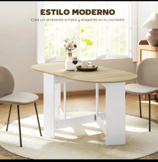 Mesa comedor plegable madera y metal