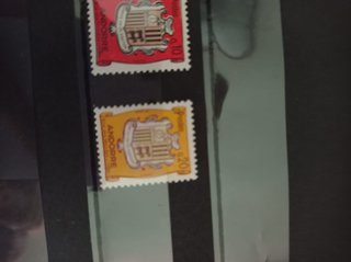 Sellos Andorra 1, 2, 10 y 20 céntimos de franco.