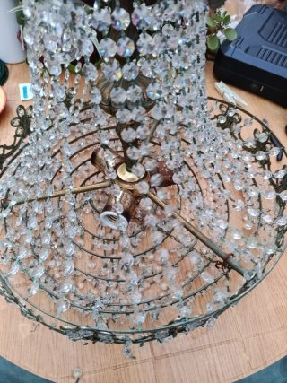 Lampada Vintage in Bronzo e Cristallo di Rocca