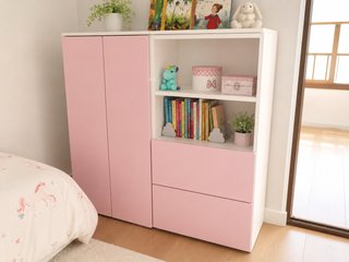 Armario infantil Ikea rosa y blanco