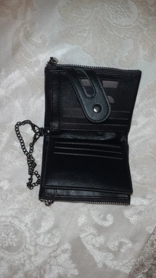 Cartera polipiel negra con cremallera