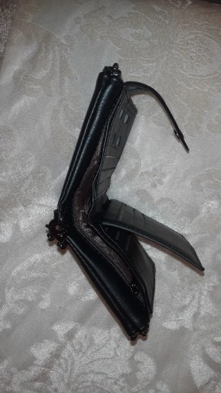 Cartera polipiel negra con cremallera