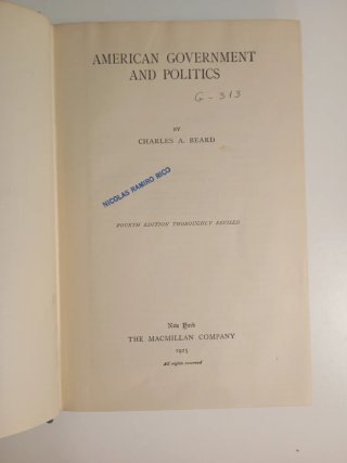 Libro American Government 1925 Charles A. Beard